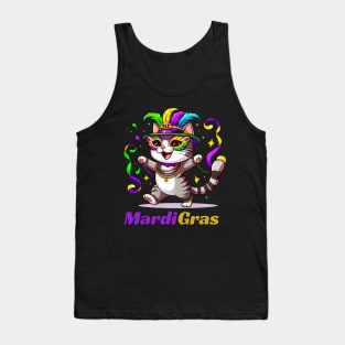 Mardi Gras Cat Kitten Funny Kitty Lover Tank Top